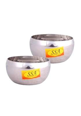 SHIV SHAKTI ARTS Stainless Steel Handi Cooking Pot | 300 ml | 10.1 fl oz | 2-Piece Set