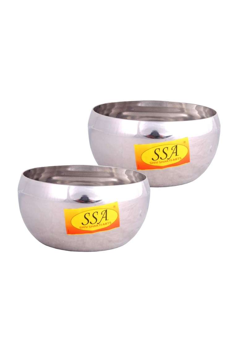 SHIV SHAKTI ARTS Stainless Steel Handi Cooking Pot | 300 ml | 10.1 fl oz | 2-Piece Set - Indya