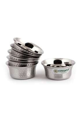 coconut Stainless Steel Shower Pari Bowl Vati Katori- C23 | 250 ml | 8.5 fl oz | 6-Piece Set