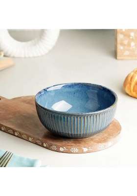 The Earth Store Glam Blue Ceramic Serving Bowl | 850 ml | 28.7 fl oz | Dishwasher Safe | Microwave Safe
