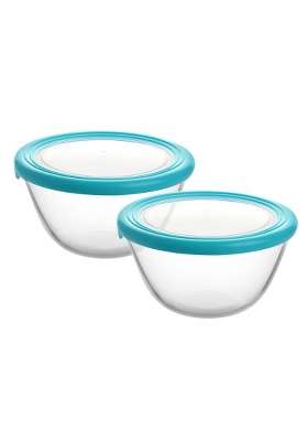 CELLO Ornella Round Glass Mixing Bowls for Kitchen with Lid Pieces | 500 ml | 16.9 fl oz | 2-Piece Set | Dishwasher Safe | Microwave Safe