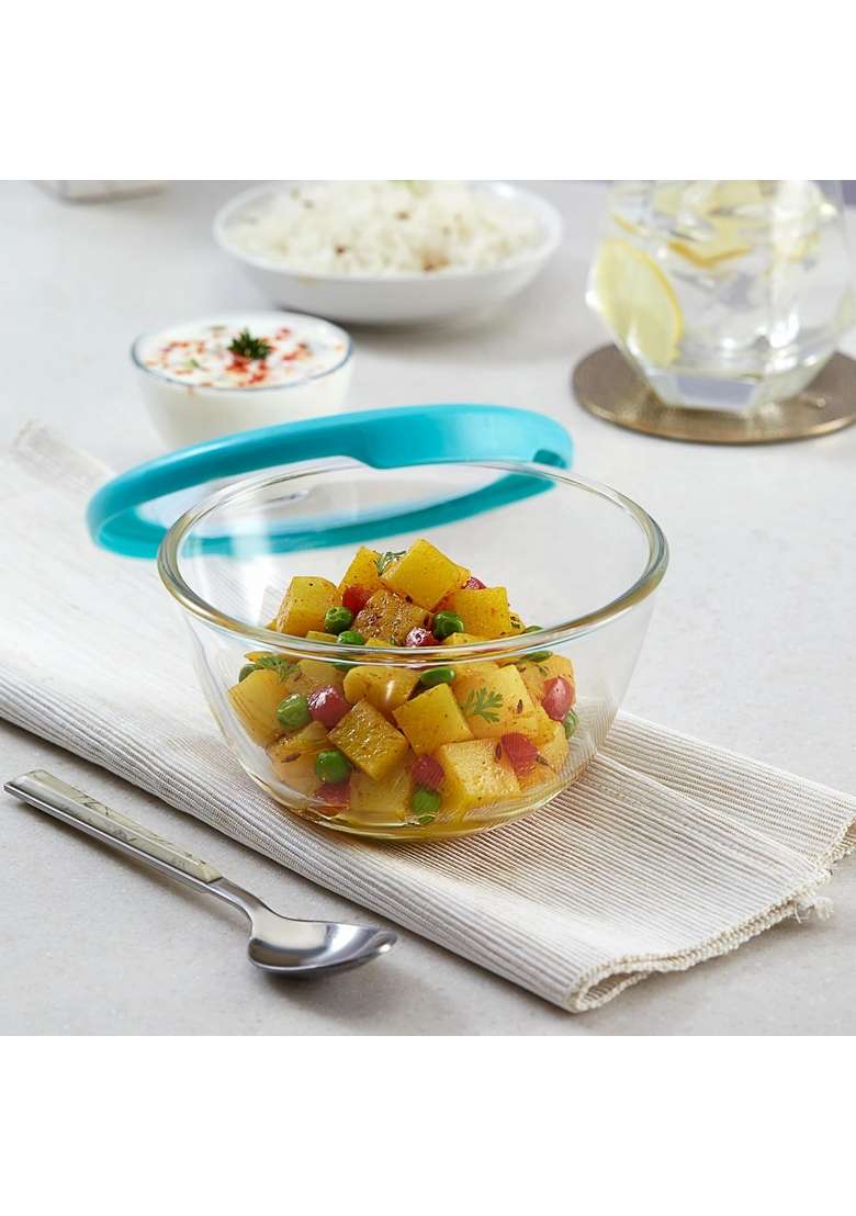 CELLO Ornella Round Glass Mixing Bowls for Kitchen with Lid Pieces | 500 ml | 16.9 fl oz | 2-Piece Set | Dishwasher Safe | Microwave Safe - Indya