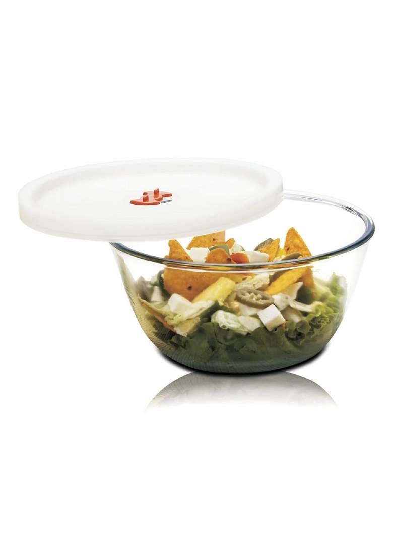 SIGNORA WARE SignoraWare Borosilicate Glass Mixing Bowl with Lid and Steam Release Knob | 500 ml | 16.9 fl oz | Microwave Safe - Indya