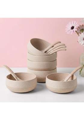 Eha Earth-Friendly Soup Bowls with Spoons | 250 ml | 8.5 fl oz | 6-Piece Set | Microwave Safe
