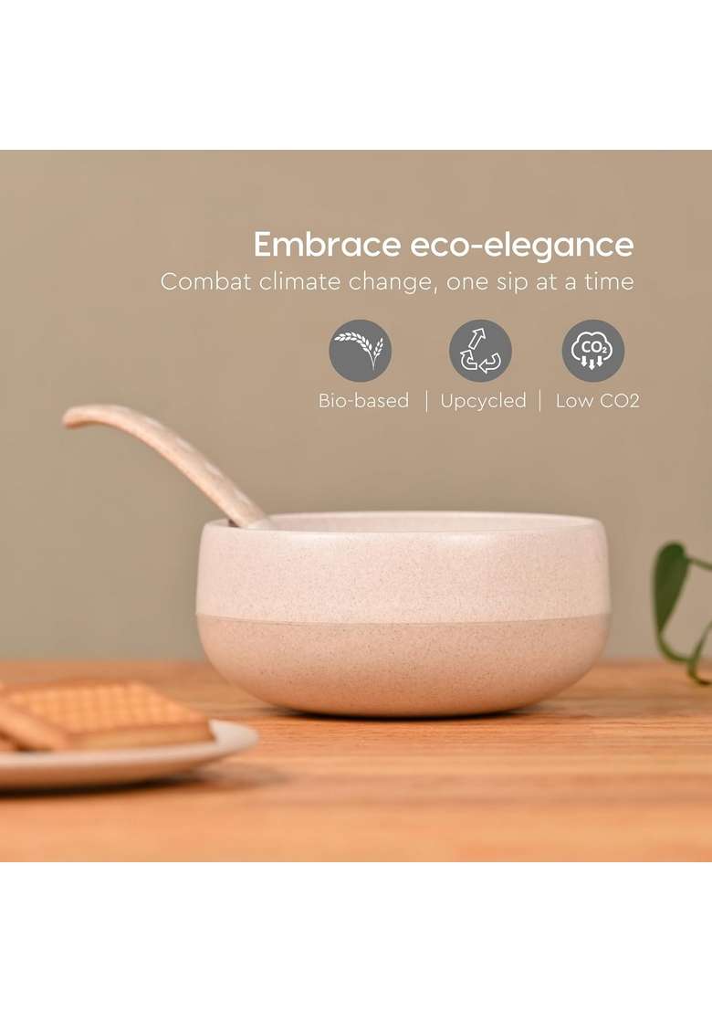 Eha Earth-Friendly Soup Bowls with Spoons | 250 ml | 8.5 fl oz | 6-Piece Set | Microwave Safe - Indya