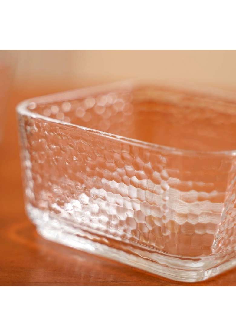 Nestasia Square Glass Bowls | 300 ml | 10.1 fl oz | 4-Piece Set | Dishwasher Safe | Microwave Safe - Indya