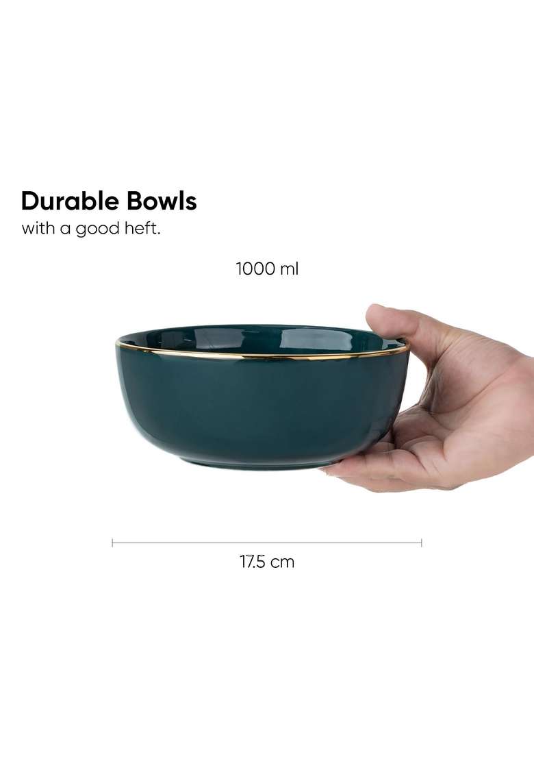 Shay Ceramic Serving Bowls Set | 1000 ml | 33.8 fl oz | 2-Piece Set - Indya