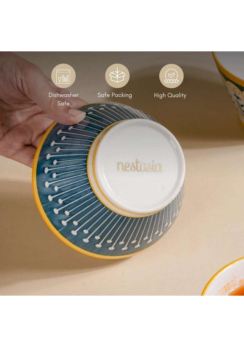 Nestasia Ceramic Ramen Bowls | 350 ml | 11.8 fl oz | 6-Piece Set | Dishwasher Safe | Microwave Safe - Indya