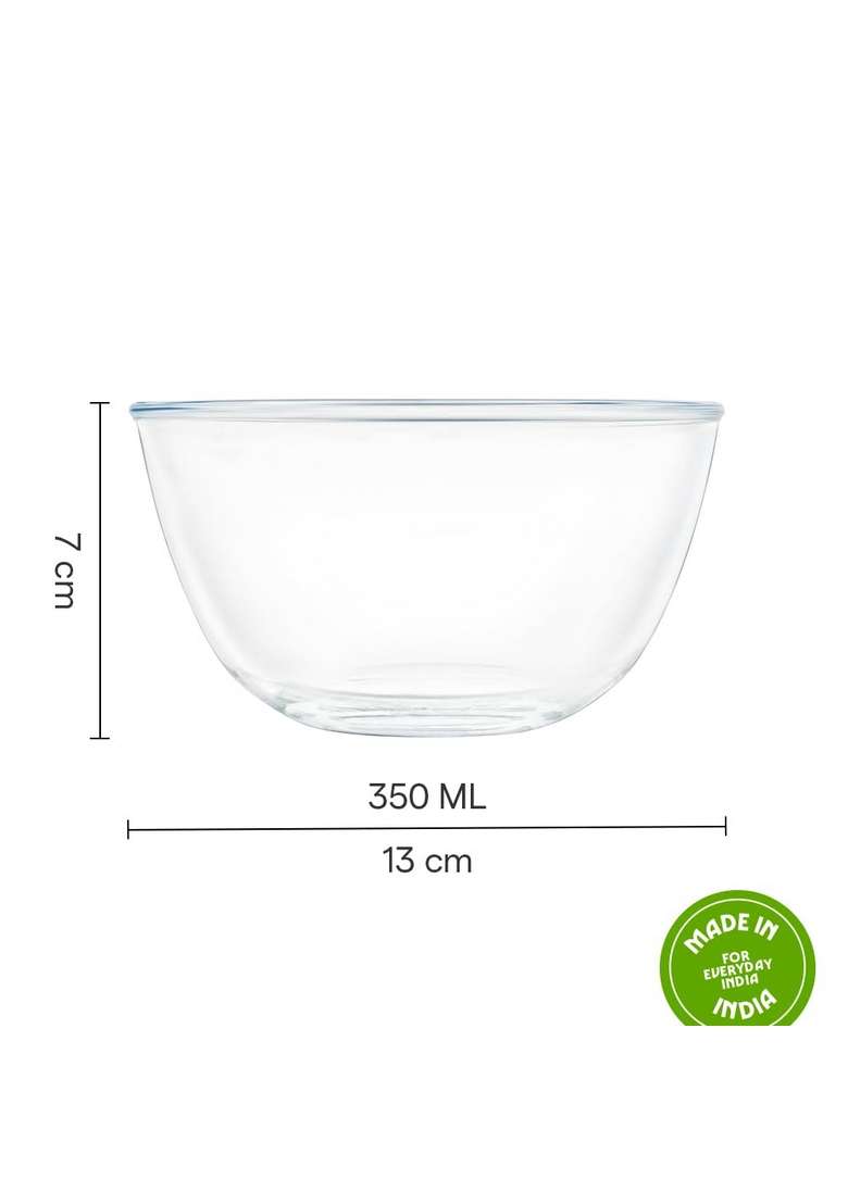 Borosil Serving and Mixing Bowl | 500 ml | 16.9 fl oz | Dishwasher Safe | Microwave Safe - Indya
