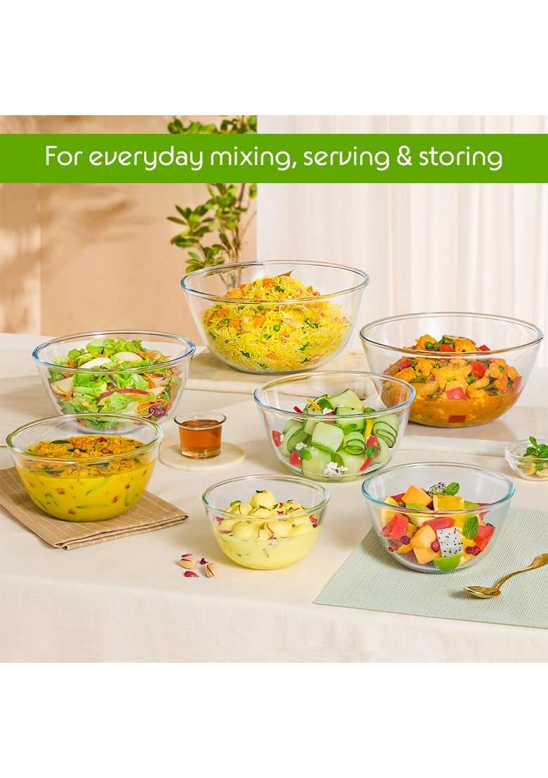 Borosil Serving and Mixing Bowl | 500 ml | 16.9 fl oz | Dishwasher Safe | Microwave Safe - Indya