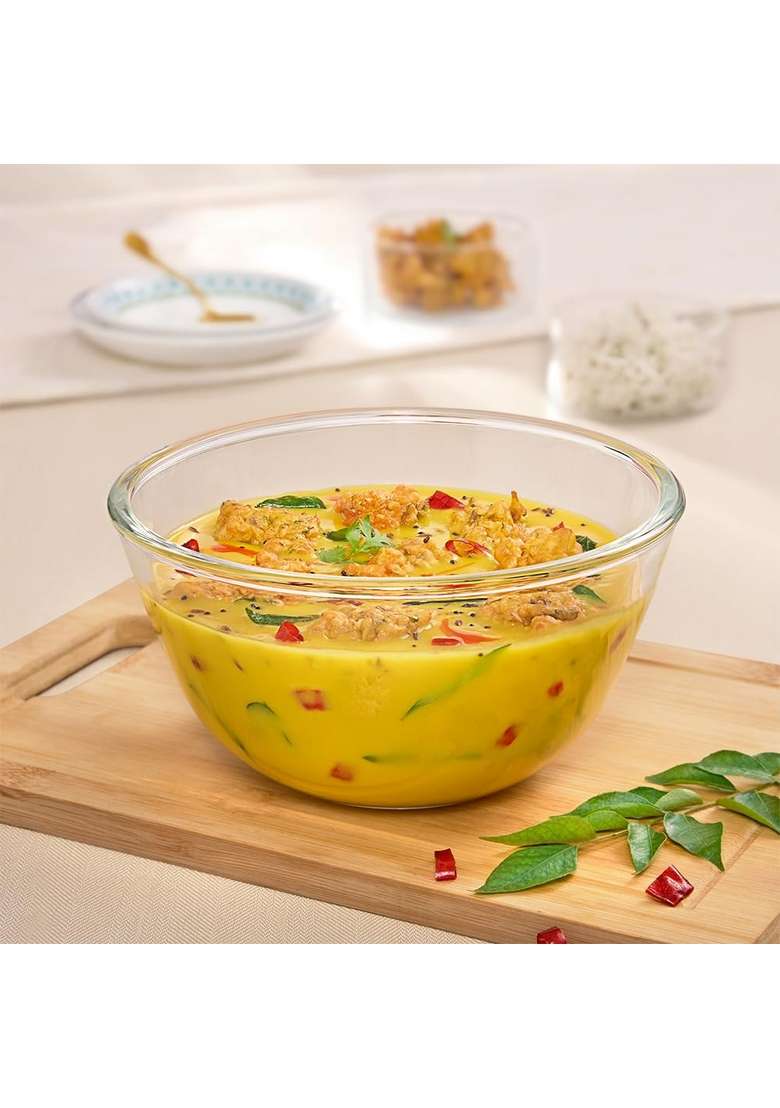 Borosil Glass Mixing and Serving Bowl | 900 ml | 30.4 fl oz | Microwave Safe - Indya