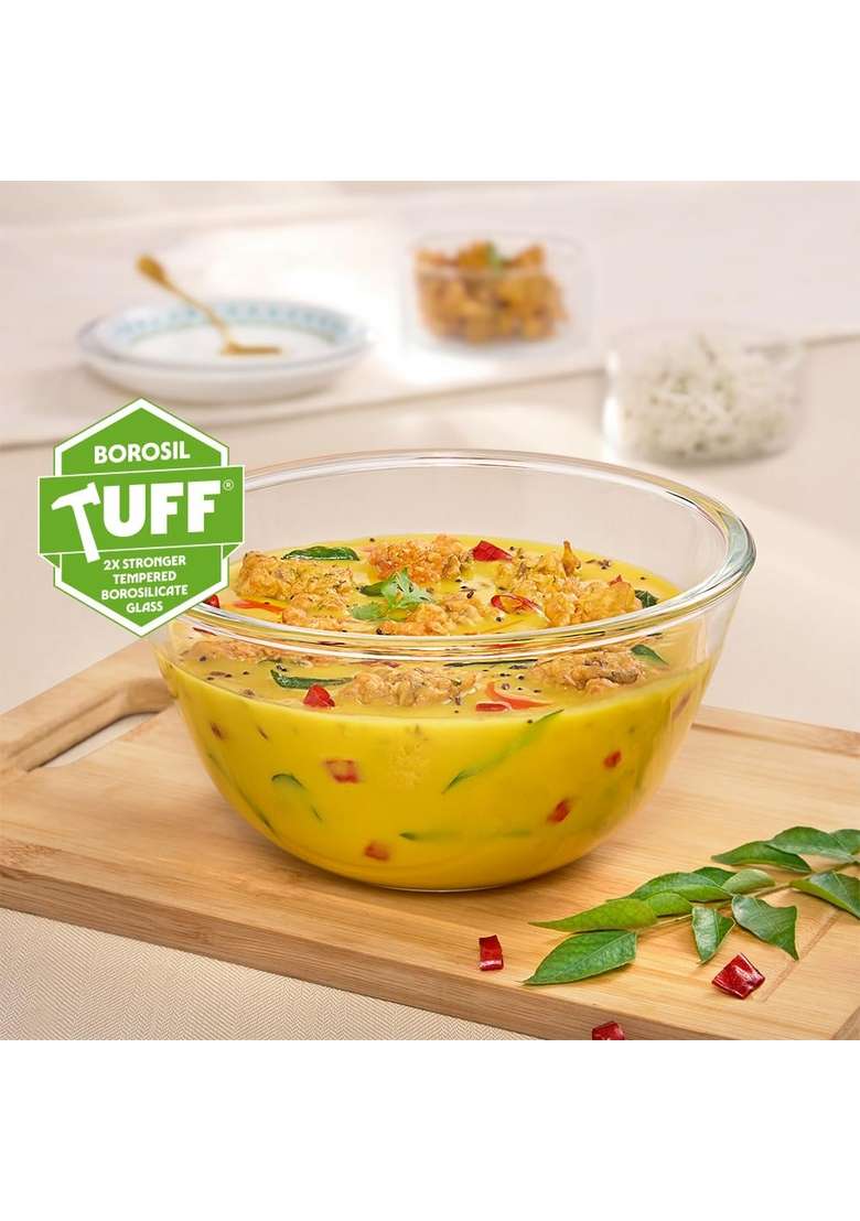 Borosil Glass Mixing and Serving Bowl | 900 ml | 30.4 fl oz | Microwave Safe - Indya