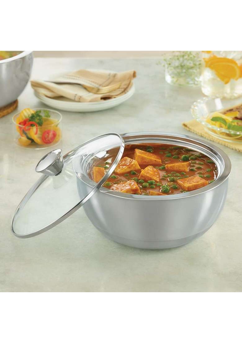 Borosil Stainless Steel Solid Curry Server | 500 ml | 16.9 fl oz - Indya