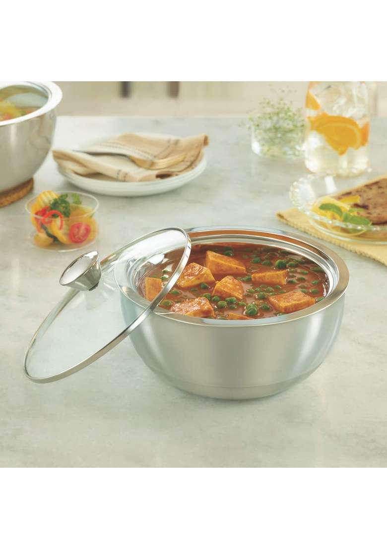 Borosil Stainless Steel Solid Curry Server | 500 ml | 16.9 fl oz - Indya