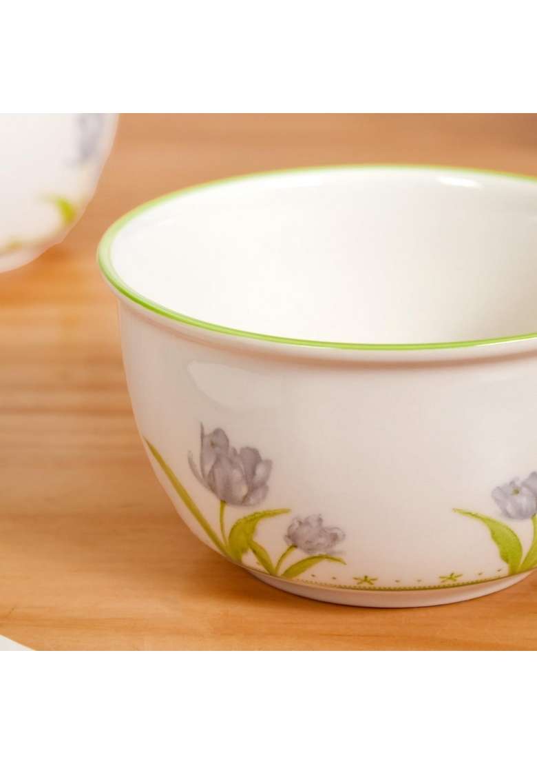 Nestasia Ceramic Soup Bowl with Spoon | 400 ml | 13.5 fl oz | 4-Piece Set | Microwave Safe - Indya