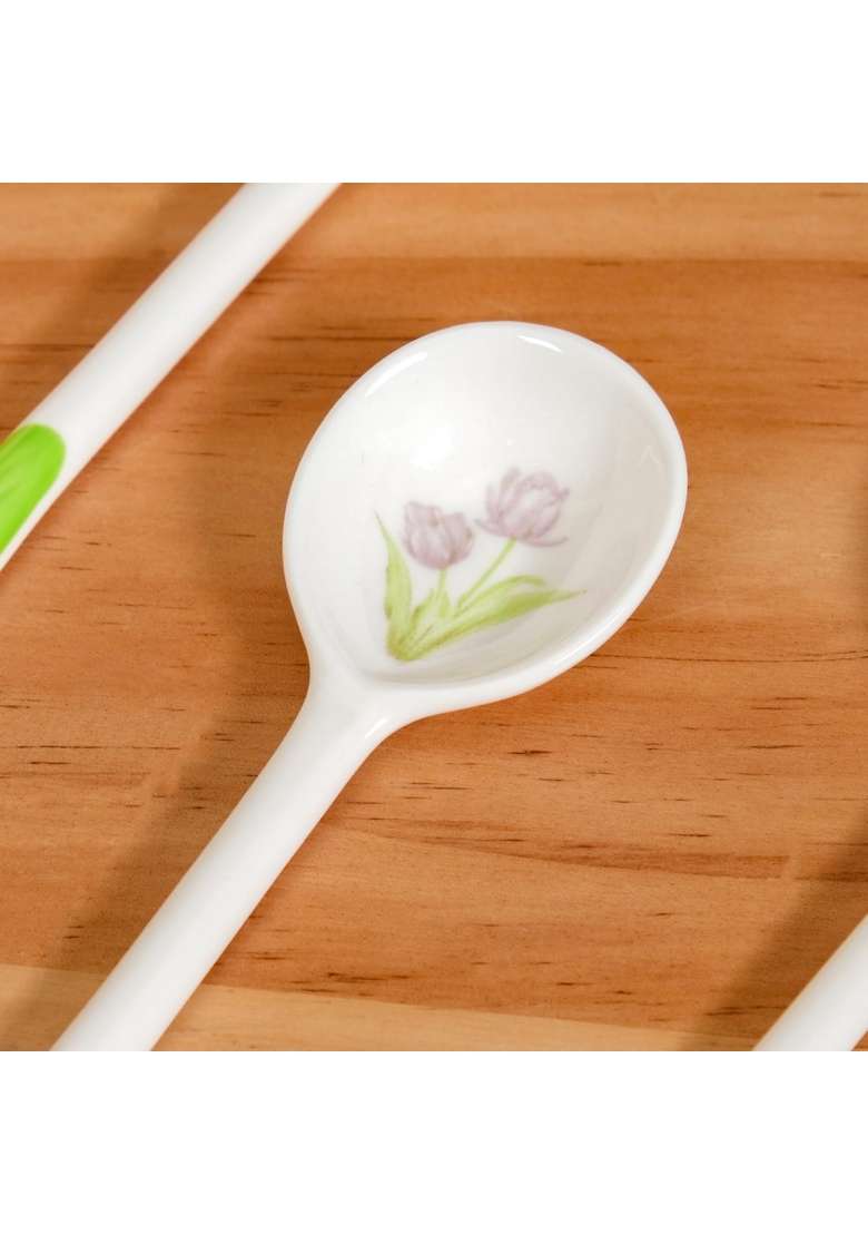 Nestasia Ceramic Soup Bowl with Spoon | 400 ml | 13.5 fl oz | 4-Piece Set | Microwave Safe - Indya
