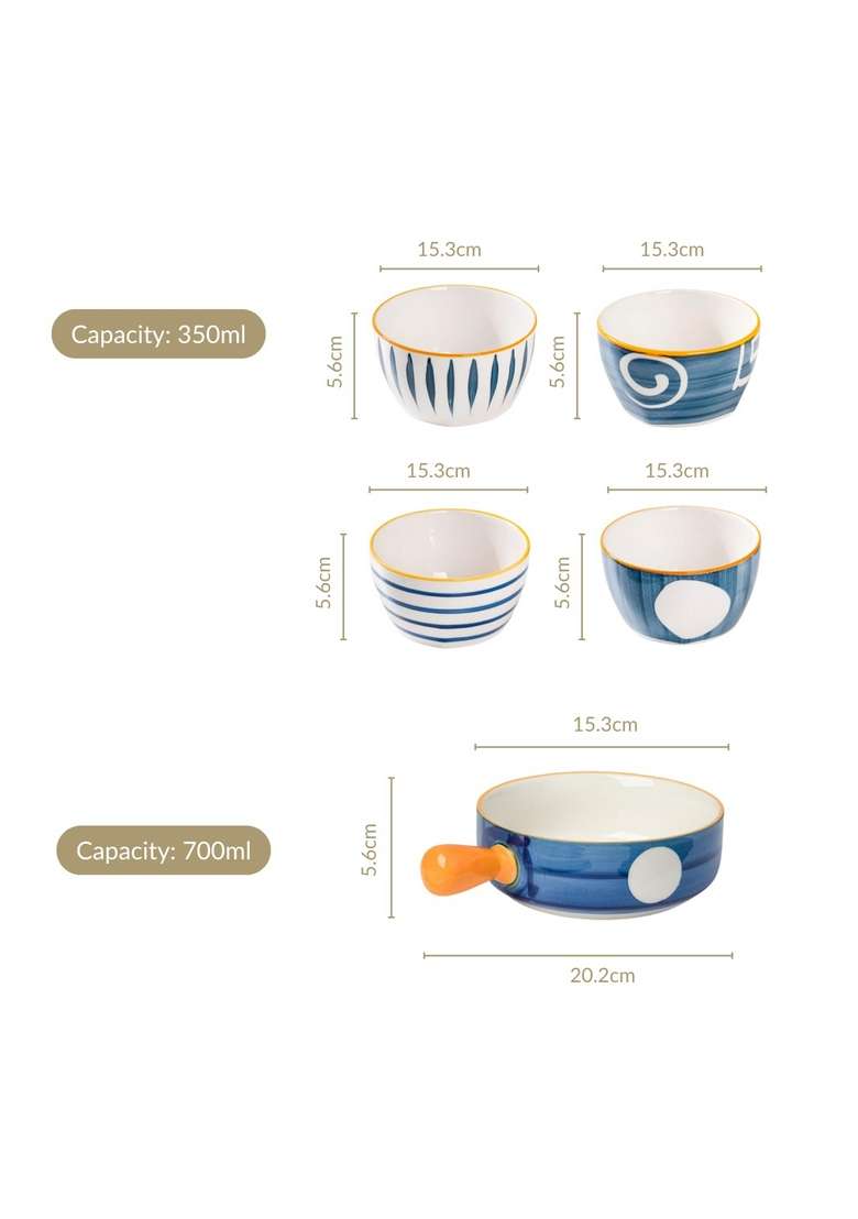 Nestasia Ceramic Snack Bowl | 350 ml | 11.8 fl oz | 4-Piece Set | Dishwasher Safe | Microwave Safe - Indya