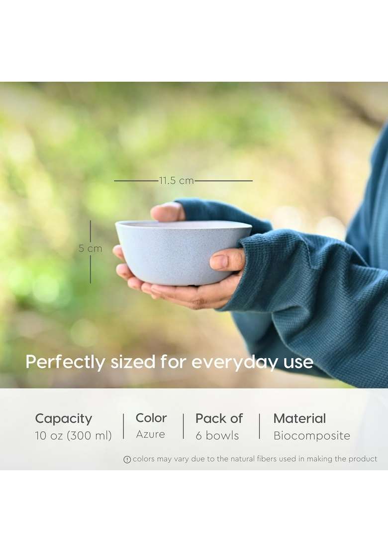 Eha Earth-Friendly Small Soup Bowls | 300 ml | 10.1 fl oz | 6-Piece Set | Microwave Safe - Indya