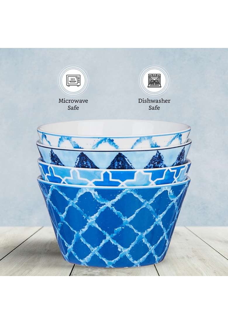 Solimo Amazon Brand Solimo Ceramic Bowl | 400 ml | 13.5 fl oz | 4-Piece Set | Dishwasher Safe | Lead Free | Microwave Safe - Indya
