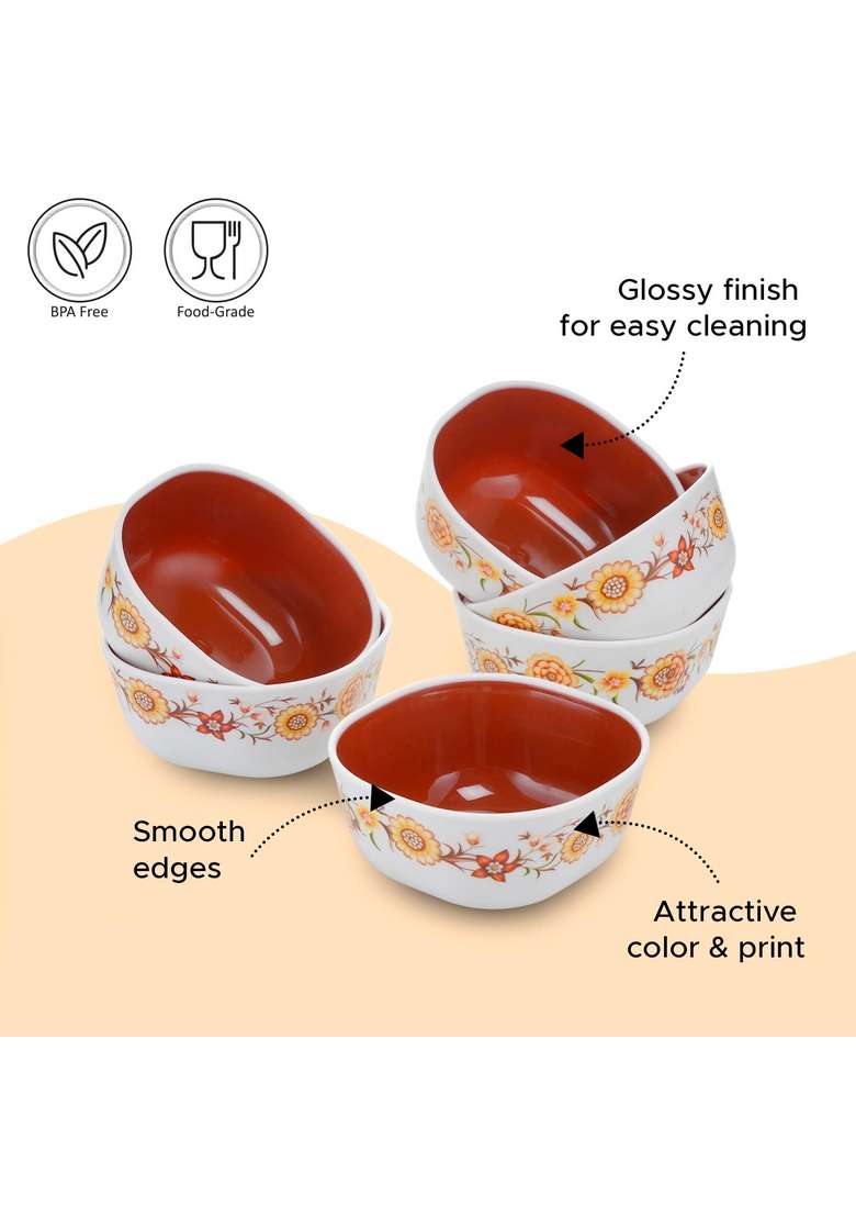 Nayasa Microfresh Square Bowl | 200 ml | 6.8 fl oz | 6-Piece Set | BPA Free | Food Safe - Indya