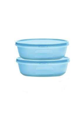 Tupperware Sky Blue Color Plastic Ss Bowl Safe and Leak Proof Containers | 1 L | 1.1 Qt | Pack of 2