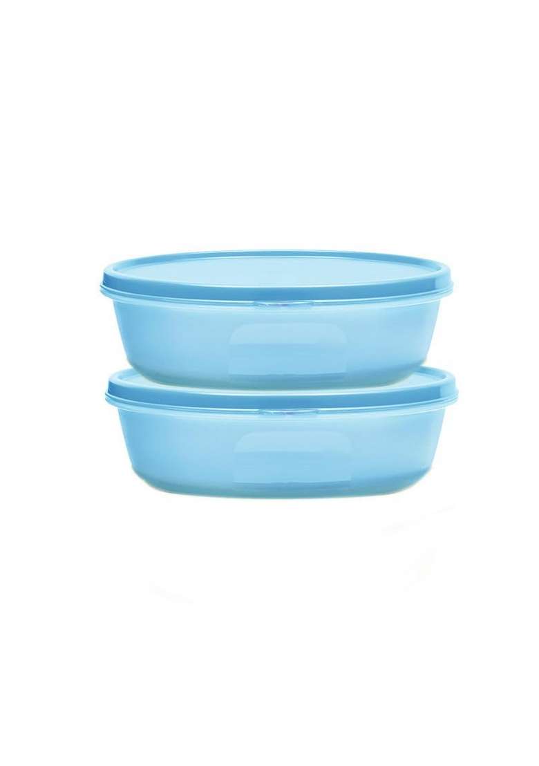 Tupperware Sky Blue Color Plastic Ss Bowl Safe and Leak Proof Containers | 1 L | 1.1 Qt | Pack of 2 - Indya