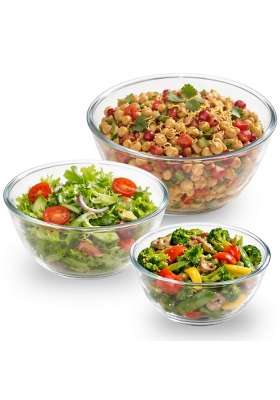 Nestasia Borosilicate Glass Mixing Bowls for Kitchen | 500 ml | 16.9 fl oz | 3-Piece Set | Dishwasher Safe | Microwave Safe