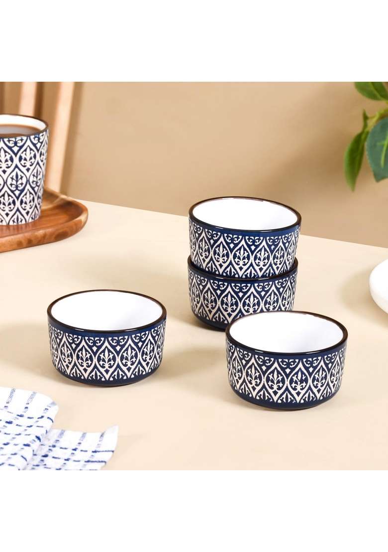 Nestasia Ceramic Bowl for Snacks | 200 ml | 6.8 fl oz | 4-Piece Set | Dishwasher Safe | Microwave Safe - Indya