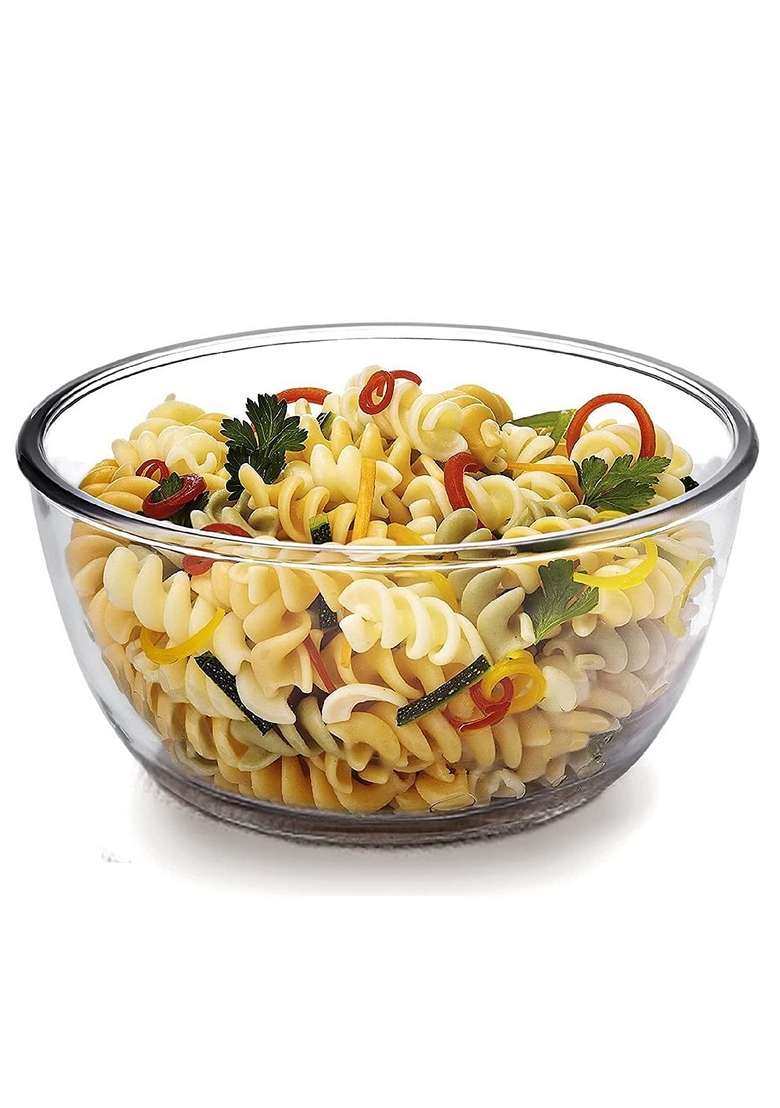CELLO Ornella Round Glass Mixing Bowl for Kitchen Transparent | 1000 ml | 33.8 fl oz | Dishwasher Safe | Lead Free | Microwave Safe - Indya