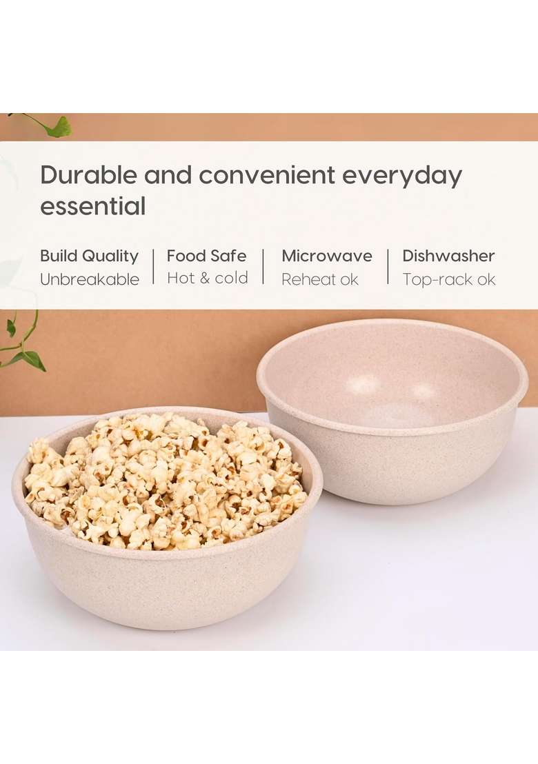 Eha Earth-Friendly Frosty Mixing Bowl for Kitchen | 1800 ml | 60.9 fl oz | 2-Piece Set | Microwave Safe - Indya