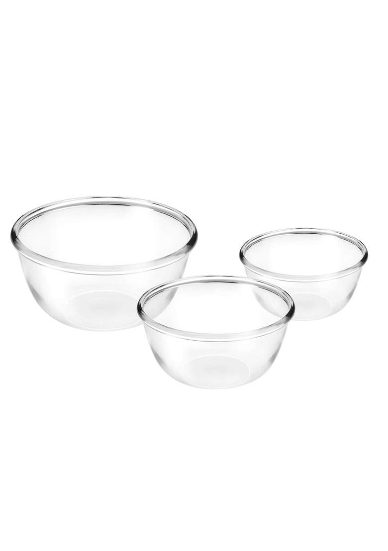 Treo By Milton Glass Mixing Bowls Without Lid | 500 ml | 16.9 fl oz | 3-Piece Set | Dishwasher Safe | Microwave Safe | Food Safe - Indya