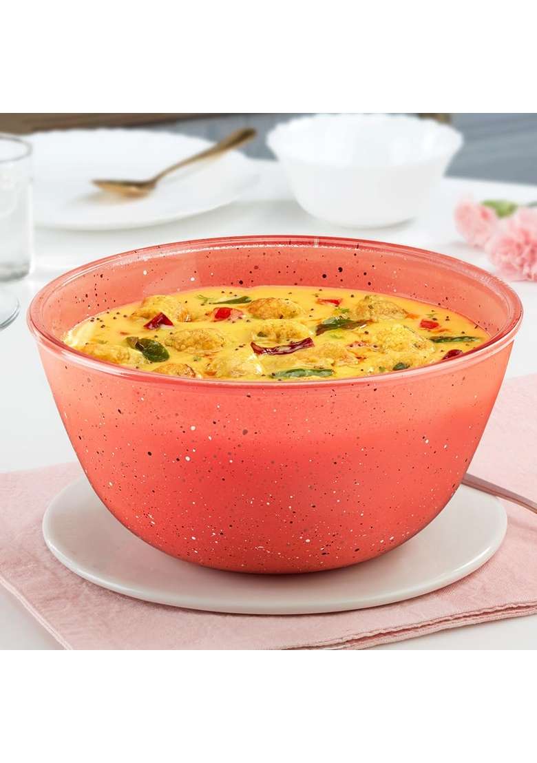 Borosil Kube Pink Serving and Mixing Bowl | 2 L | 2.1 Qt | Dishwasher Safe | Microwave Safe - Indya