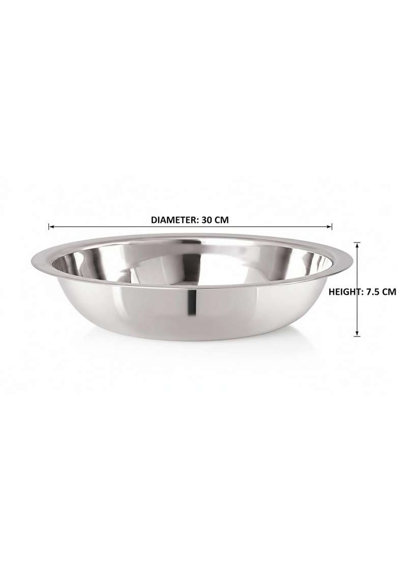 KC Stainless Steel Multipurpose Basin Bowl | 3 L | 3.2 Qt | 30 cm | 11.8 Inch - Indya