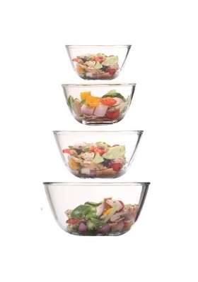 Femora Borosilicate Glass Mixing Bowl | 400 ml | 13.5 fl oz | 4-Piece Set | Microwave Safe