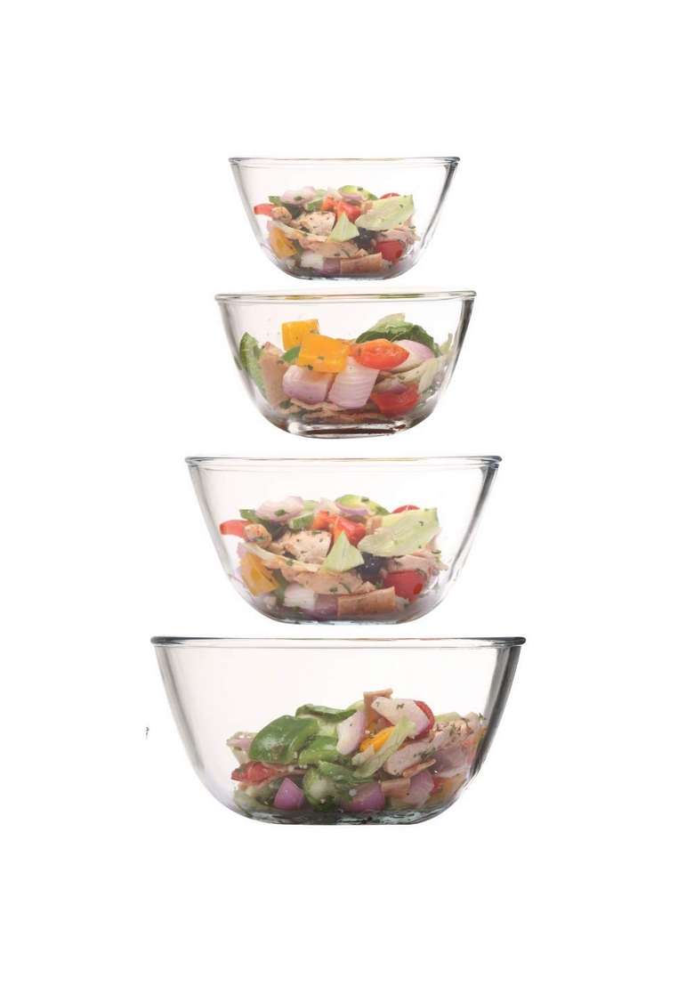 Femora Borosilicate Glass Mixing Bowl | 400 ml | 13.5 fl oz | 4-Piece Set | Microwave Safe - Indya