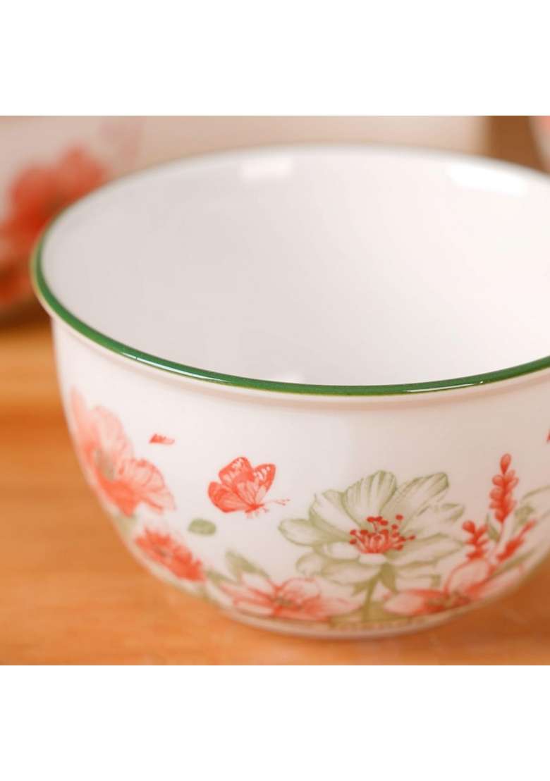 Nestasia Ceramic Soup Bowl with Spoon | 400 ml | 13.5 fl oz | 4-Piece Set | Dishwasher Safe | Microwave Safe - Indya