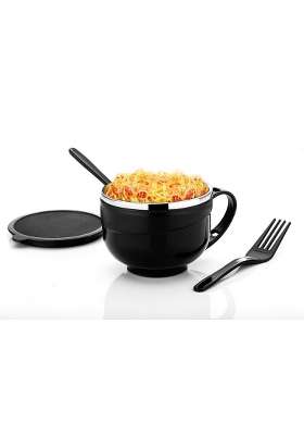 ATTRO Noodles Bowl Comes with Inner Stainless Steel Soup Bowl and Spoon Holder | 500 ml | 16.9 fl oz