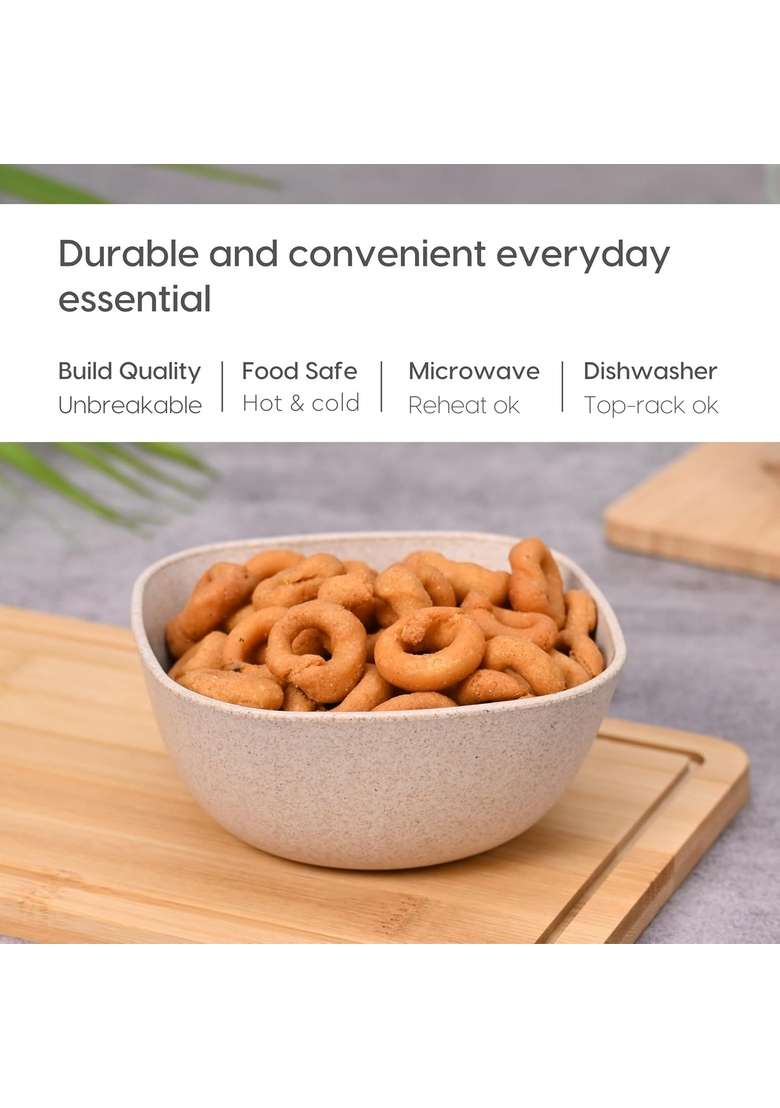 Eha Earth-Friendly Small Soup Bowl | 300 ml | 10.1 fl oz | 4-Piece Set | Microwave Safe - Indya