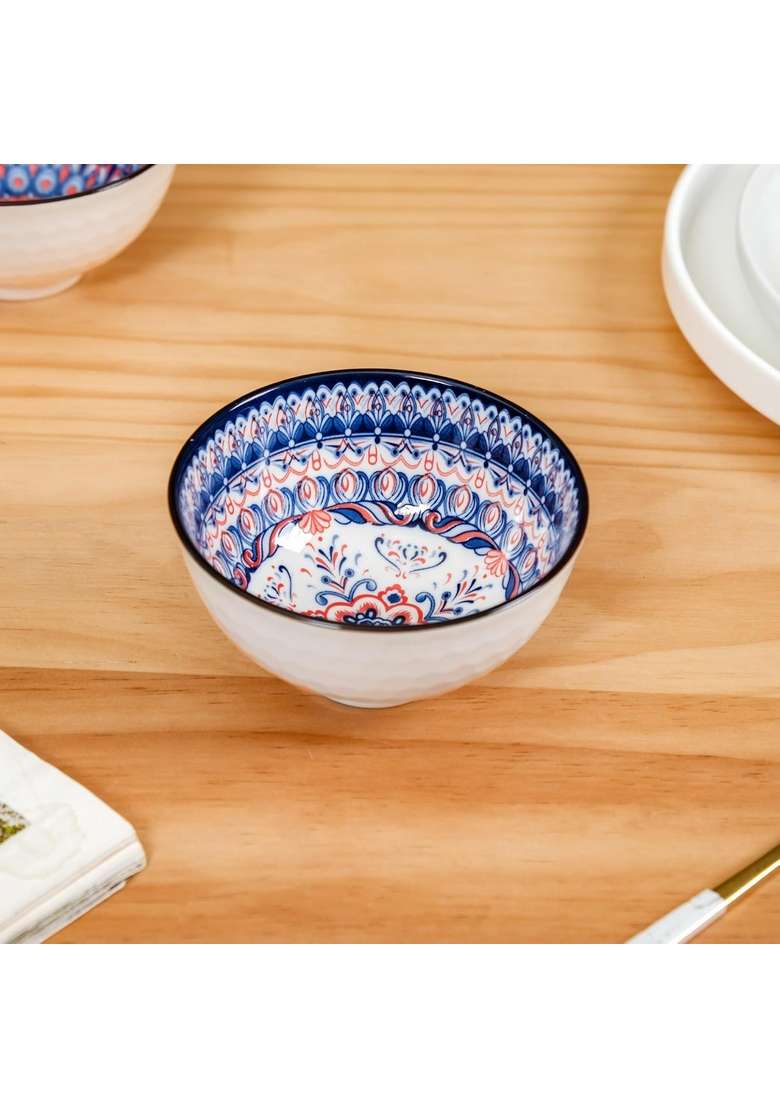 Nestasia Ceramic Mandala Snack Bowls | 300 ml | 10.1 fl oz | 6-Piece Set | Microwave Safe - Indya