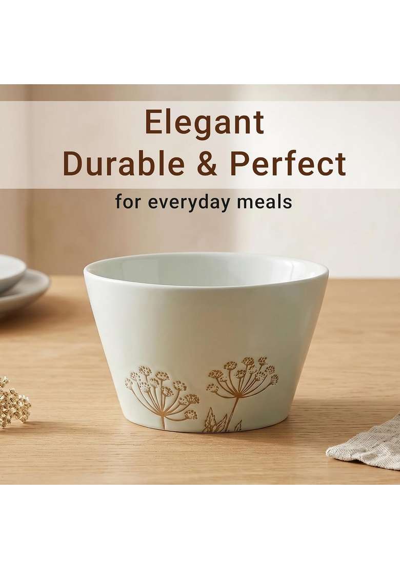 Femora Ceramic Breakfast and Cereal Bowls | 350 ml | 11.8 fl oz - Indya