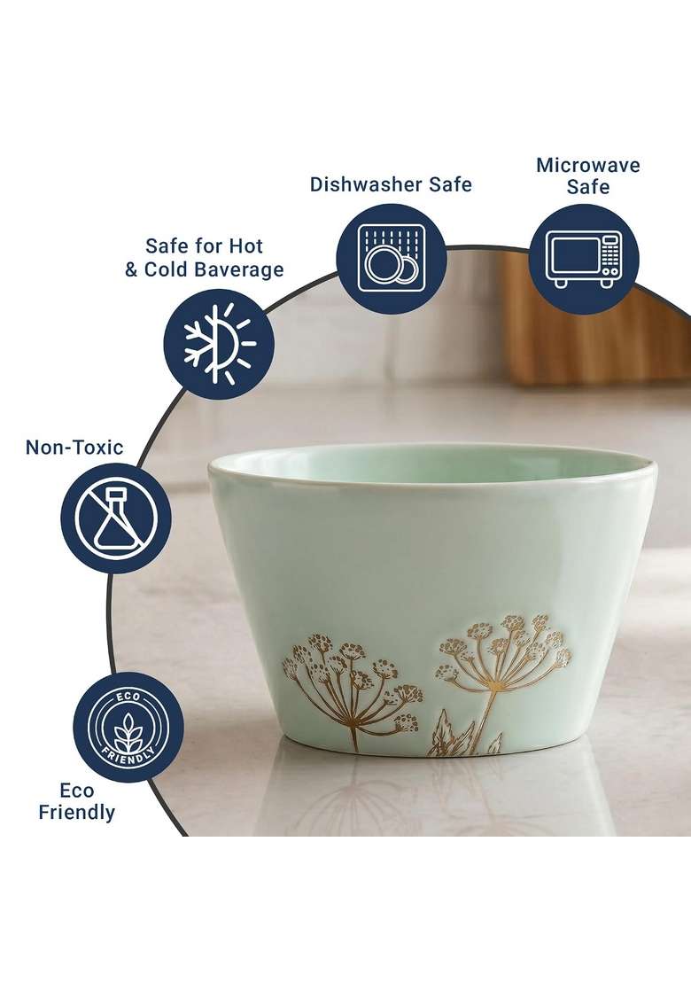 Femora Ceramic Breakfast and Cereal Bowls | 350 ml | 11.8 fl oz - Indya