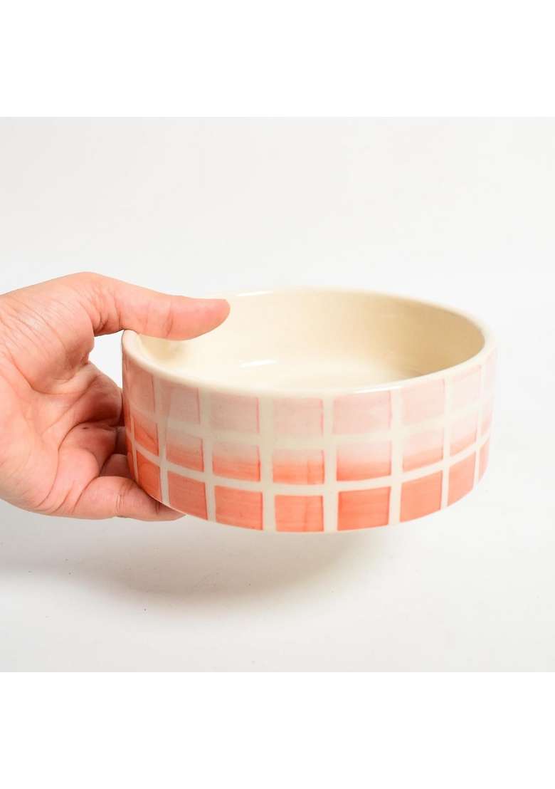 QSHI Studio Checked Ombre Breakfast Bowl | 5 Inch | Dishwasher Safe | Microwave Safe - Indya
