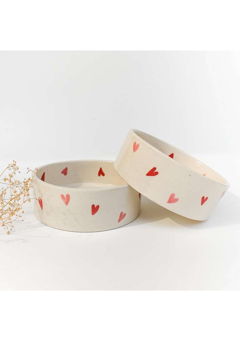 QSHI Studio Twin Heart Breakfast Bowl | Dishwasher Safe | Microwave Safe - Indya