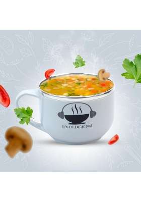 ATTRO Spicy Bowl Noodle Soup Bowl with Inner Stainless Steel | 500 ml | 16.9 fl oz | BPA Free | Food Safe