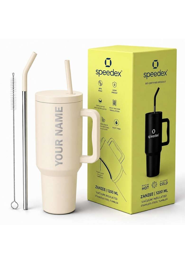 Speedex Customized Name Insulated Stainless Steel Tumbler with Handle | 1.2 L | 1.3 Qt | Leak Proof - Indya