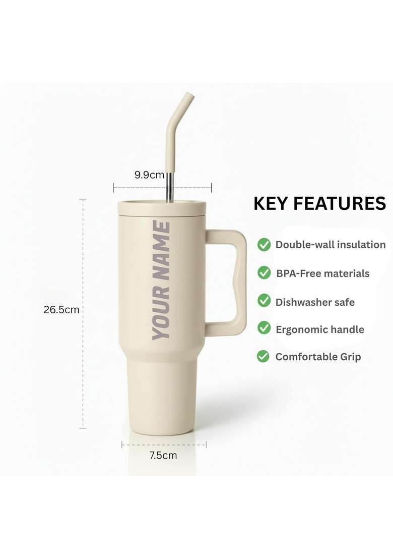 Speedex Customized Name Insulated Stainless Steel Tumbler with Handle | 1.2 L | 1.3 Qt | Leak Proof - Indya