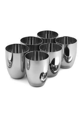 Ajay's Shoppe Stainless Steel Drinking Glass | 350 ml | 11.8 fl oz | 8 cm | 3.1 Inch | 6-Piece Set | Food Safe | Rust Resistant
