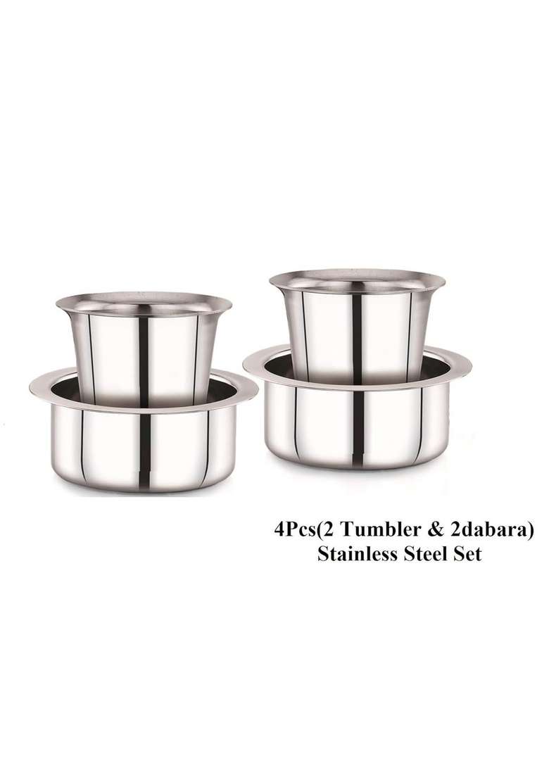 KC Stainless Steel Dabara Set | 200 ml | 6.8 fl oz | 2-Piece Set - Indya
