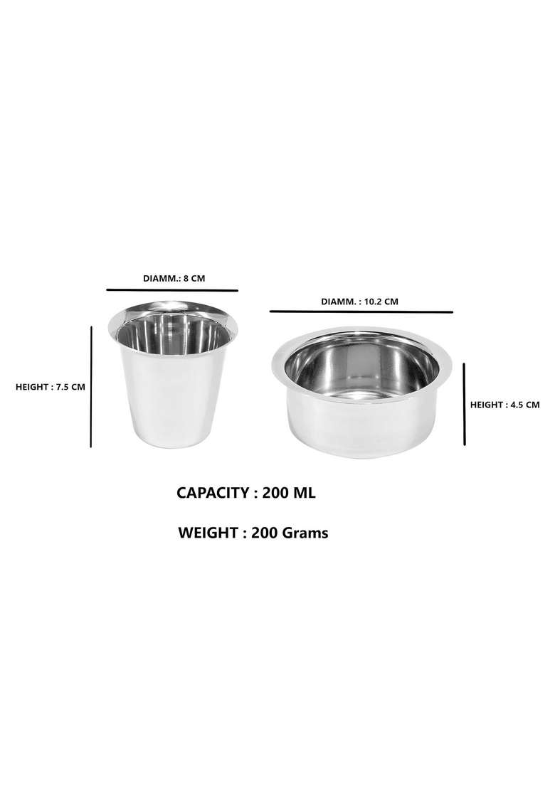 KC Stainless Steel Dabara Set | 200 ml | 6.8 fl oz | 2-Piece Set - Indya