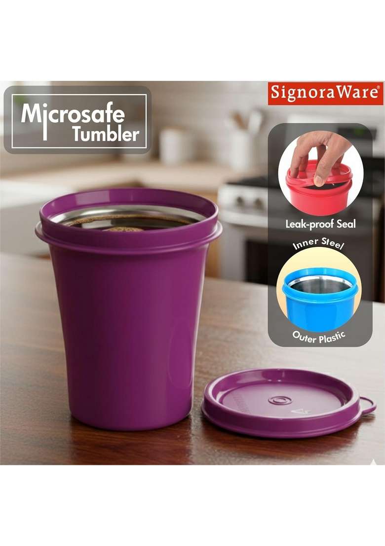 SIGNORA WARE SignoraWare Monarch Stainless Steel Tumbler | 400 ml | 13.5 fl oz | Leak Proof - Indya